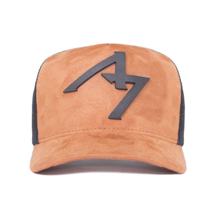 Boné trucker de tela e suede - Frente