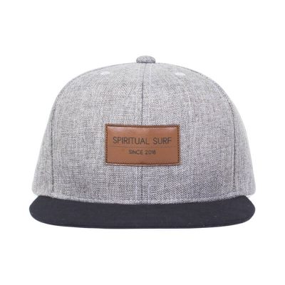 Boné aba reta em sarja com etiqueta de couro - Frente